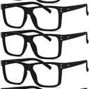 Eyekepper 4 pack Oversized Reading Glasses Square Large Frame Readers for Men and Women - Black +1.50