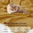 100% Cotton Muslin Blanket Twin 66" x 90", 6 Layers Breathable and Lightweight Cotton Blankets for Couch, Soft Cooling Summer Gauze Blanket for Adults All Season, Mustard