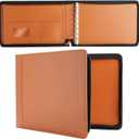 7-Ring Business Check Binder with Zipper for Checkbooks Organization, Brown Zippered Portfolio Organizer, Professional PU Leather Folder Holder for Documents, Cards (15 x 11 x 0.01 inches)