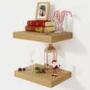 12 Inch Deep Floating Shelves, 16 x 12 Floating Shelf for Books, Rustic Wood Deep Wall Shelves for Home Storage & Display, 2" Thicked Shelves for Kitchen, Living Room, Bedroom, Oak Color, 2 Pack