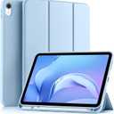 Akkerds Compatible with iPad (A16) 11th Generation Case 11 Inch 2025, for iPad 10th Generation Case 10.9 Inch 2022 with Pencil Holder, Slim Trifold Stand Protective Cover with Soft TPU Back, Sky Blue