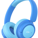 iClever BTH22 Kids Bluetooth Headphones, 60H Play Time, USB C Fast Charging, Bluetooth 5.4, AUX Cord,Safe Volume 74/85 dBA,Toddler Headphones for iPad/Tablet/Travel/School, Blue