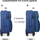 Hanke Softside Expandable 20 Inch Carry On Luggage with Wheels Airline Approved, TSA Luggage Lightweight Rolling Suitcases for Travel Carry On Bag(Blue)