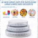 Wenqik 3 Pcs Cake Stand 16'' 14'' 12'' Round Metal Cake Stand Bases Display Holder Cookies Fruit Serving Tray Candy Display Plate Cupcake Dessert Pastry Riser for Wedding Birthday Party (White)