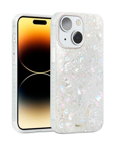 SCORPIFY for iPhone 14 Case [Compatible with MagSafe] with Colorful Pearl Iridescent Design, Cute Clear Magnetic Phone Cover for Women Girls and Men, Bumper with Mother of Pearl Shell Pattern
