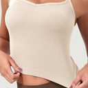 ODODOS Seamless Sweetheart Neck Crop Tank for Women, 3-Pack, Ivory+Dusty Blue+Sphinx, Medium-Large (M)