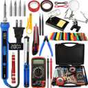 194PCS Soldering Iron Kit,100W Soldering Iron Adjustable Temperature,Solder Wire,Stand,Desoldering Pump,Soldering Welding Iron Kit for Electronics Hobby DIY 110V US Plug