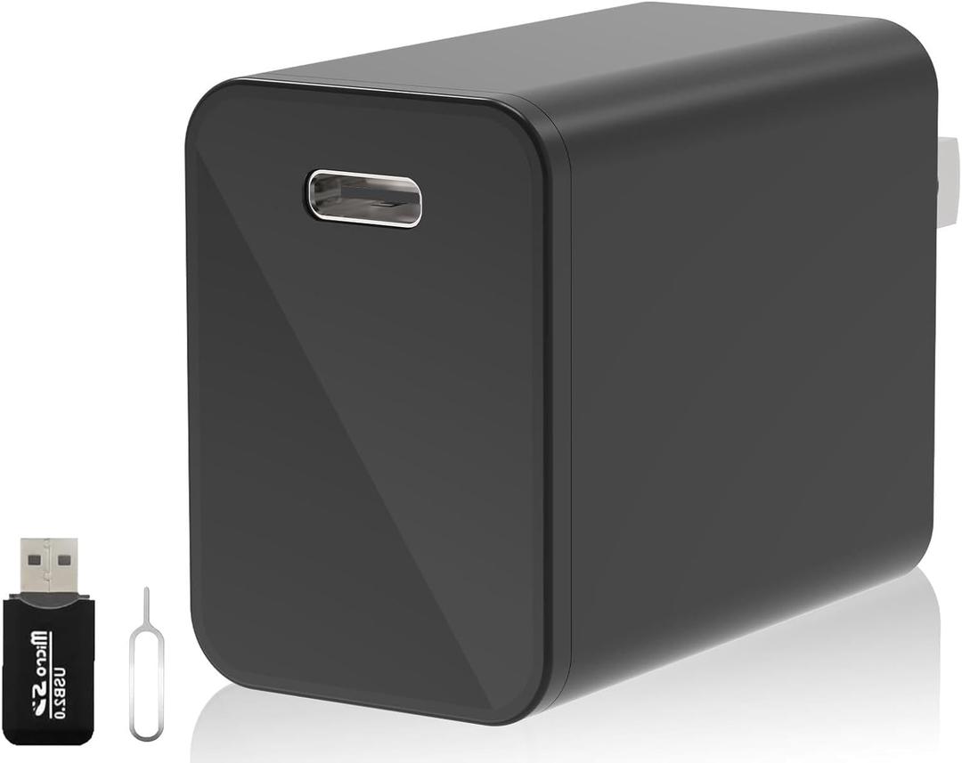4K Smart Camera Charger with 2.4G/5Ghz Dual WiFi, 160° Wide Angle, Motion Detection, Type-C Plug Indoor Security Mini Camera for Home Pets, iOS & Android App