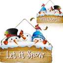 Winter Door Decor Let It Snow Welcome Sign Reversible Snowman Hanging Decor for Front Door Wall Window