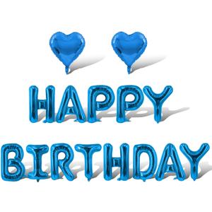 6 x Blue Happy Birthday Balloons Banner Foil Balloons Letters Men's Balloon for Blue Themed Party Decoration Supplies Independence Day Birthday Decoration Decor Ballons Arch Kits Party Balloon Set 15pcs
