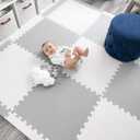 Extra Large Baby Play Mat Tiles Thick Foam Non-Toxic Floor Puzzle Mat Interlocking Activity Playmat for Infants Toddlers Kids Crawling Tummy Time 74x74 Inches (Grey/White)