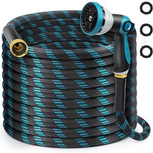 Gardentime 50FT Non-Expandable Garden Hose, Heavy Duty Flexible Water Hose with Leakproof 3/4" Fittings 10 Modes Spray Nozzle, Kink-Free, Lightweight & Durable for Yard, Lawn, Garden & Outdoor Use