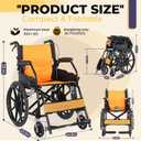 Lightweight Wheelchair with Swing-Away Footrests and Flip-Back Arms, Portable Folding Transport Wheelchair or Adults & Seniors with Brake for Storage and Travel Use, 17 Inch Seat,300 Lbs (Red)