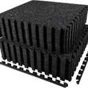 AIRHOP 0.56in Thick 96 Sq Ft Exercise Equipment Mats, 24 Tiles Upgraded Rubber Top with High Density EVA Foam, Large Interlocking Puzzle Gym Flooring for Home Gym, Heavy Weight Workout, 24 x 24in (Black/White)