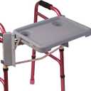 DMI Walker Tray, Rollator Tray, Mobility and Walker Accessory Tray Table Fits Most Standard Walkers, Folding with Two Cup Holders and Tool Free Assembly, 16 x 11.8 inch (Gray)