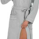 2SKIIN Women's Organic Cotton Robe, Lightweight Long Kimono Bathrobe for Women, Soft Spa Lounge Sleepwear with Pockets , U2skiin, S/M