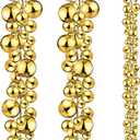 2 Pcs Christmas Ball Garland 6 ft Ball Ornaments Christmas Bulb Garland Xmas Tree Bauble Decorations for Party Supplies Indoor Outdoor Home Office Decoration Accessories(Gold)