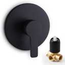 Shower Valve Handle Bathroom Shower Mixer Valve Kit, Wall Mount Rough-in Tub Shower Control Valves Round 1 Way Single Function, Female Thread, Matte Black