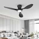 TALOYA 42 Inch Black Ceiling Fans with Lights Led Remote Control Flush Mount Low Profile for Bedroom Farmhouse Patio Outdoor Living Room Kitchen Dining Room,DC Motor,Reversible
