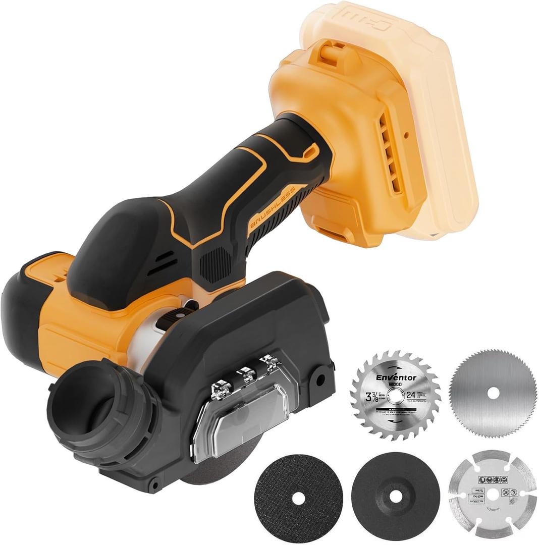 Cordless Cut Off Tool compatible with Dewalt 20V MAX Battery, AODERTI Rotorazer Saw Brushless and Compact, Tile Cutter 10,000RPM, 5 Saw 3 Blades for Metal, Wood, Tile and Plastic (Bare Tool Only)