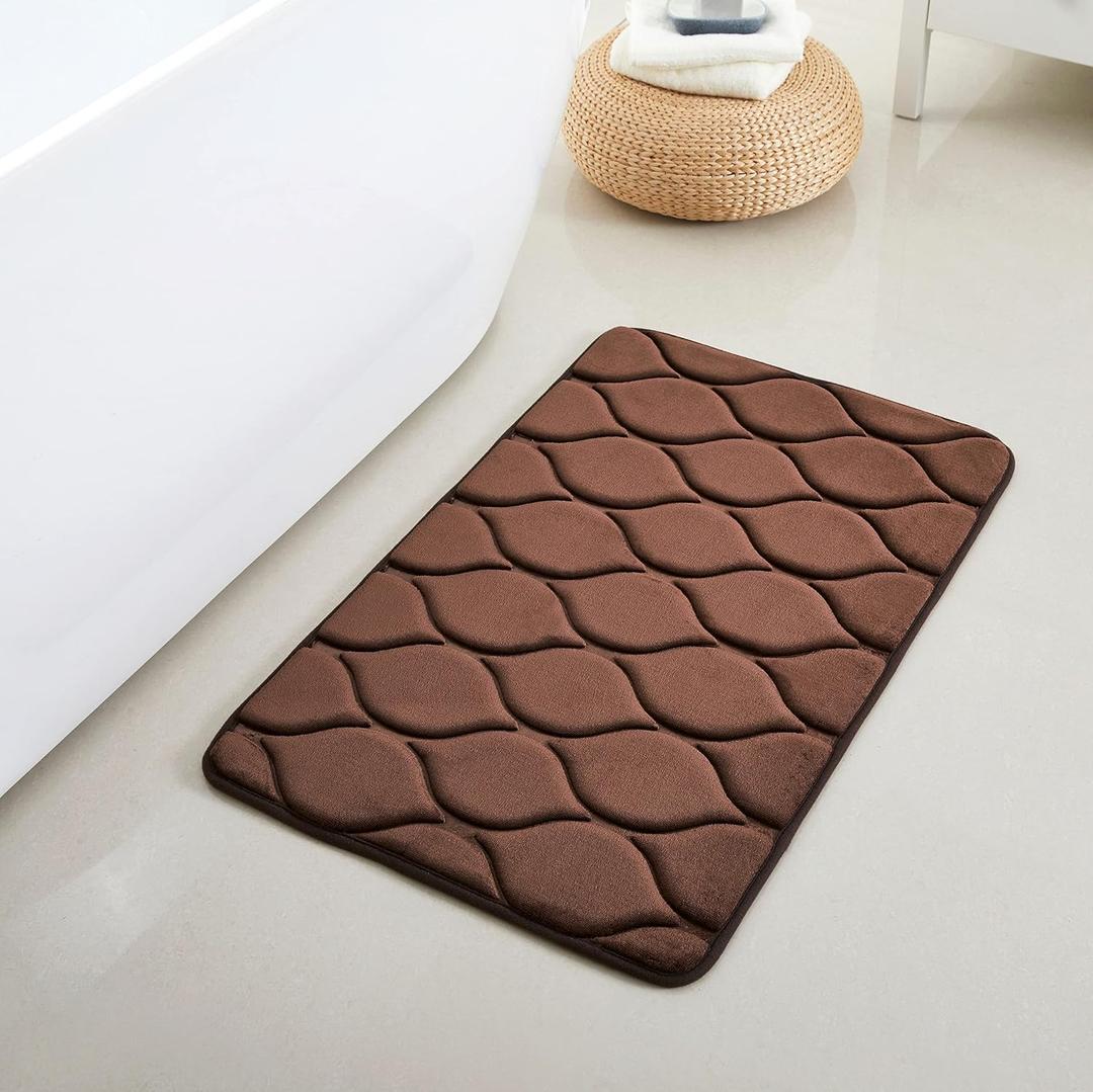Yafa Home Fashion 1pc:20" X 32" Bath Rug, Memory Foam; Water Absorbent & Non-Slip Bathmats, Brown