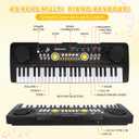 Kids Piano Keyboard with Microphone, 49 Keys Portable Electronic Piano Keyboard for Kids Beginners Ages 3 4 5 6 7, Toy Music Keyboard Birthday Xmas Gift for Girls Boys, Black, Standard