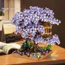 BDYDT Purple Cherry Blossom Bonsai Tree Building Blocks Set, 1443 Pieces Flower Treehouse Model Mini Building Block Toys, Tree House Model Toys Gifts for Kid and Adult
