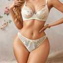 changlizi Lingerie for Women Lace Strappy Bra and Panty Sets 2 Pieces Sexy Underwear Underwire Lingerie Set (Nude, 40C)