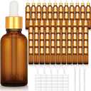 Nuogo 100 Pcs Glass Dropper Bottles 1 oz Essential Oil Dropper Bottles with Labels and Funnels Golden Caps Empty Tincture Glass Containers Perfume Cosmetic Travel Liquid Containers(Amber)