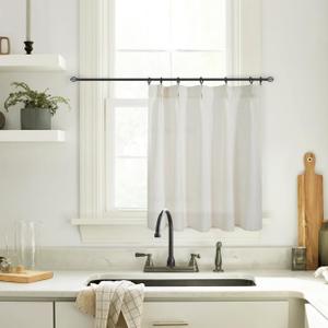 30 Inch Wide Kitchen Window Cafe Curtains 24 Inches Long Over Sink,Modern Farmhouse Style Boho Pinch Pleat Linen Sheer Tier Short Curtains for Small Window,Cream (Natural)