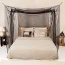 Black Mosquito Net for Single to King-Sized Beds  No Openings & 6 Hanging Loops  Decorative Rectangular Shape for Home & Travel  Bed Canopy Hanging Kit & Carrying Bag Included