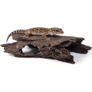 Tfwadmx Leopard Gecko Hide, 10" Reptile Hideout, Resin Simulated Hollow Log for Aquarium, Betta Fish Hideout, Reptile Tank Accessories for Corn Snakes, Lizards, Axolotls