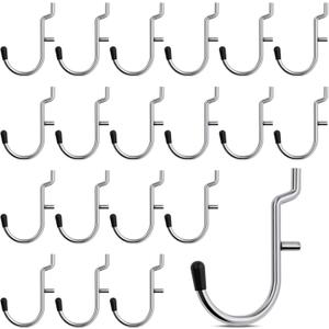 INCLY 1/ 4 Inch Pegboard Hooks, 100PCS Heavy Duty Metal Pegboard J Hooks Accessories with Peg Locks & Rubber Tipped, Peg Board Tool Hangers Fit 1/ 4" Pegboard for Wall Hanging Tools or Display Jewelry