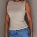 Imily Bela Womens Going Out Casual Tank Tops 2025 Trendy Summer Basic Sleeveless Backless T Shirts Cute Slim Fit Y2K Tee (Large, Grey)