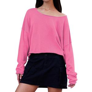 Ugerlov Women's Lightweight Cashmere Fall Sweater Long Sleeve Crewneck Knit Pullover Tops Casual Outfit Fashion 2024 (Pink)