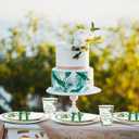 350 Pcs Tropical Wedding Bridal Shower Paper Plate Palm leaf Napkin Cup Hibiscus flower Disposable Tableware Set With Knives Fork Cheers to Love Bachelorette Party Favor for 50 Guest