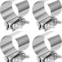 FUNSUEI 4 Pack 2.5 Inches Exhaust Clamp, Butt Joint Exhaust Band Clamp Sleeve, Premium Butt Joint Exhaust Clamps for Pipes, Mufflers