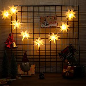 Pickmesh 2 Pcs 4.7" Mini Moravian Star String Lights 9.2 ft Christmas Tree Star Strings LED 3D Advent Stars Lights for Indoor Outdoor Holiday Porch Decoration, Not Included Battery