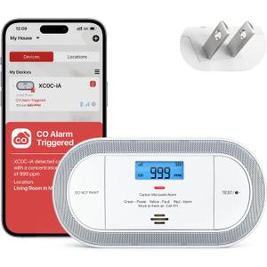 X-Sense Wi-Fi Plug-in Carbon Monoxide Detector with AAA Battery Backup, No-Cost App Notifications, XC0C-iA, 1-Pack