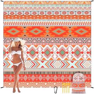 WIWIGO Beach Blanket Waterproof Sandproof Beach Mat 79" X 83"/10'x9'for 2-8 Adults Quick Drying Outdoor Picnic Mat Beach Accessories for Travel, Camping, Hiking
