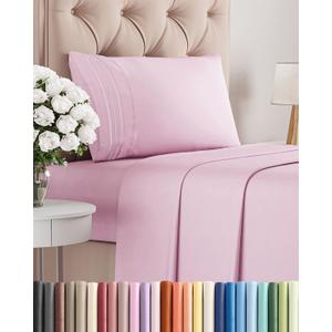 Twin Size 3 Piece Sheet Set - Comfy Breathable & Cooling Bed Sheets Set - Hotel Luxury Bedding for Women, Men, Kids, Teens, Boys & Girls - Deep Pockets, Soft and Wrinkle Free - Oeko-Tex - Light Pink