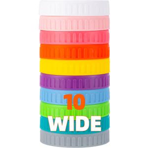 BOOMIBOO [10 Pack]Intended For Mason Jar Lids,10 Wide Mouth Mason Jar LidsCanning Lids,Plastic Jar Lids-Leak-Proof
