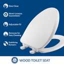 Bemis Alesio II Slow Close Toilet Seat, Easy Clean Hinges and Adjustable Perfect Fit Wood Seat, Made in USA, Elongated, White
