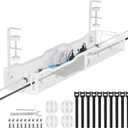 Cable Management, 25'' Cable Management Under Desk No Drill, Metal Cord Organizer with Clamp for Standing Desk, Cable Organizer for Home Office, White (25'' (1 Pack))