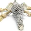 FURETTICO Squeaky Dog Teething Interactive Chew Toy Plush Stuffed Animal Toys for Tug-of-War Game with Squeaker for Small Medium Breed Indestructible Pet Supplies Ideal Puppy Gifts - Elephant, Medium