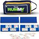 Point Games Classic Mini Rummy Game Set with 4 Exclusive Folding Playing Racks in Super Durable Travel Bag, for 2-4 Players Great Gift for Adults and Kids