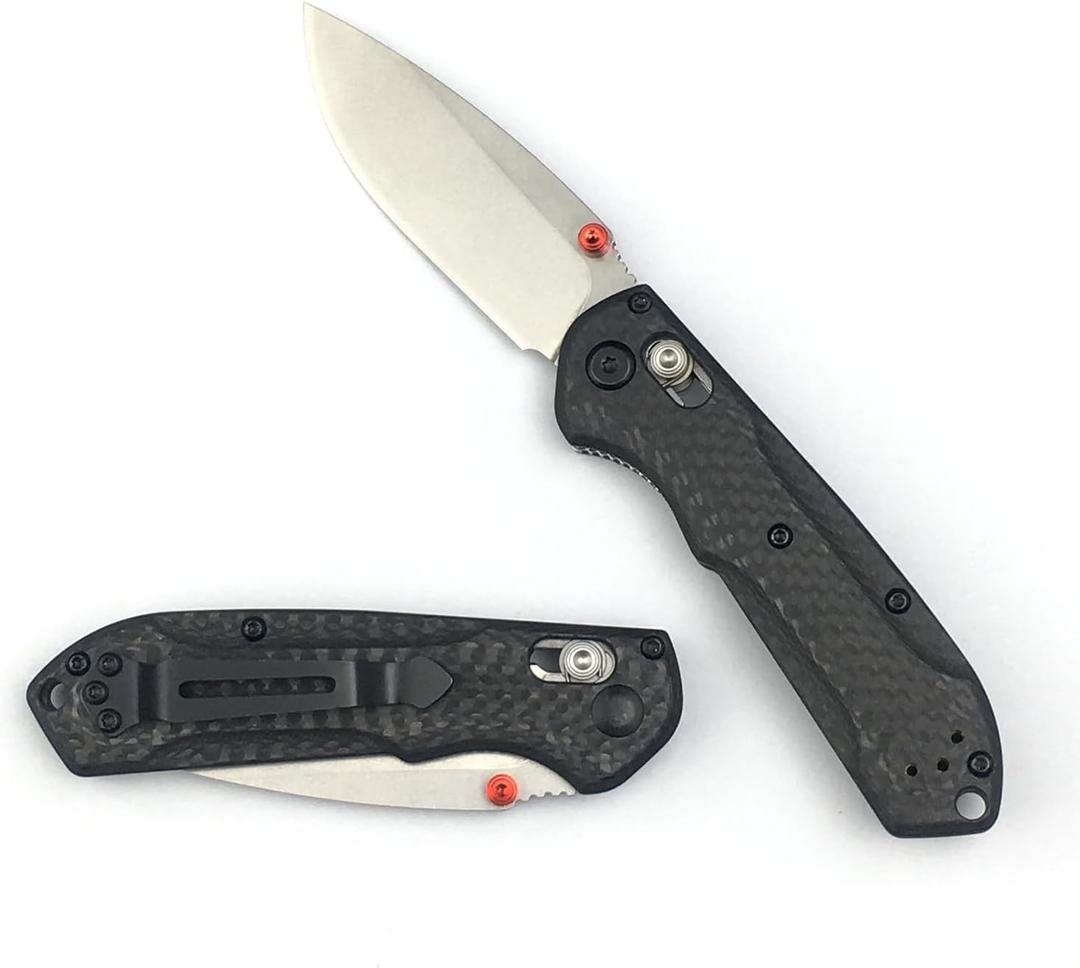Thumb Open Mini Freek Knife, Axis Lock Knife with 2.8 D2 Steel Blade Carbon Fiber Handle, EDC Folding Pocket Knife with Belt Clip for Camping