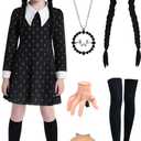 Kids Black Dress for 3-14 Years Gilrs Halloween Costume Cute Dress for Cosplay Birthday Gift Outfit (120 (5-6 Years))