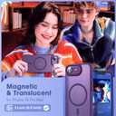 YEMORAN Compatible with iPhone 16E Case with Built-in Camera Lens Protector Translucent Magnetic iPhone 16E Phone Case 6.1" [Compatible with Mag-Safe][Great Grip Feeling], Purple
