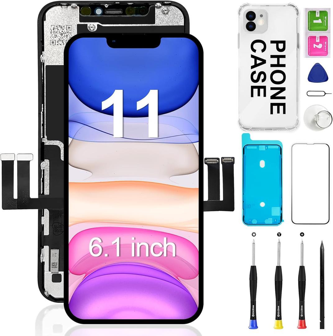 for iPhone 11 LCD Screen Replacement 6.1 inch, 3D Touch Display Digitizer Assembly with Full Repair Tools Kit, Compatible with iPhone 11(A2111, A2223, A2221)